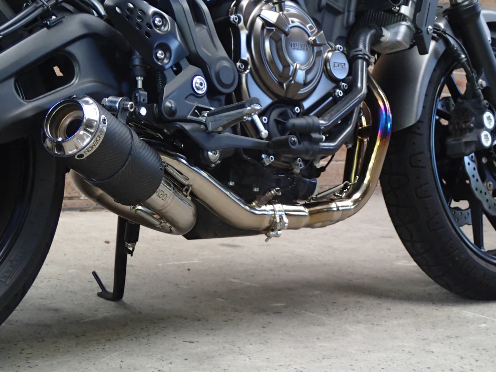 Sistema de escape de titanio Vandemon Performance para Yamaha R7, MT07, FZ07, XSR700, Tracer 700/GT y Tracer 7/GT