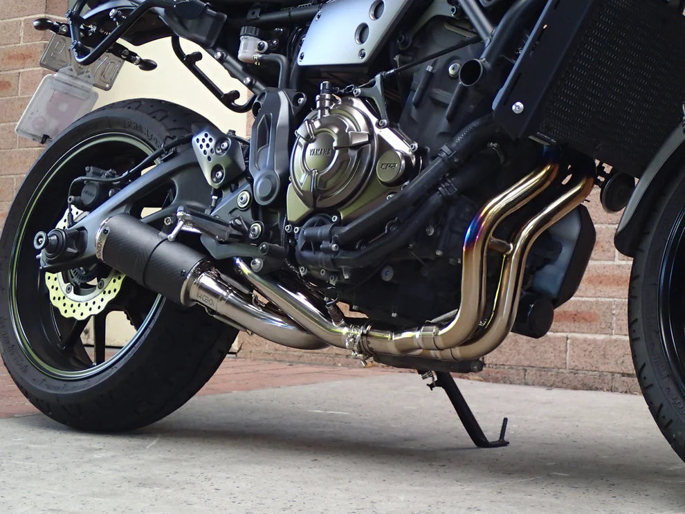 Sistema de escape de titanio Vandemon Performance para Yamaha R7, MT07, FZ07, XSR700, Tracer 700/GT y Tracer 7/GT