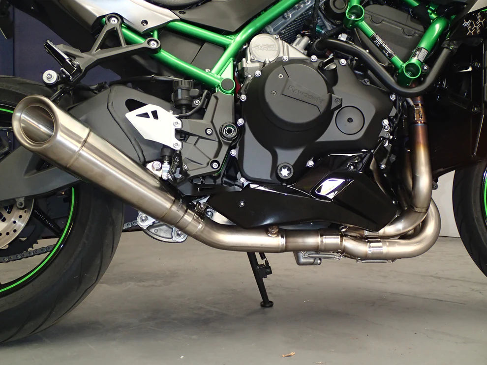 Sistema de escape Vandemon Performance de titanio cepillado para Kawasaki Ninja ZH2 (2020-24)