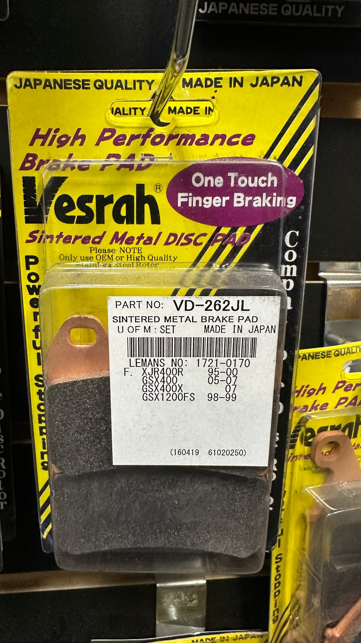 Vesrah VD-262JL Motorcycle Street Brake Pad