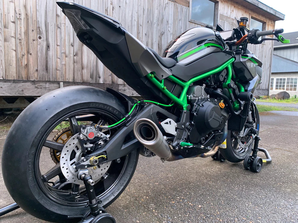 Sistema de escape Vandemon Performance de titanio cepillado para Kawasaki Ninja ZH2 (2020-24)
