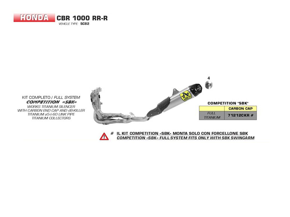 ARROW COMPLETE EXHAUST COMPETITION SBK FULL TITANIUM HONDA CBR 1000 RR-R 2020-2023