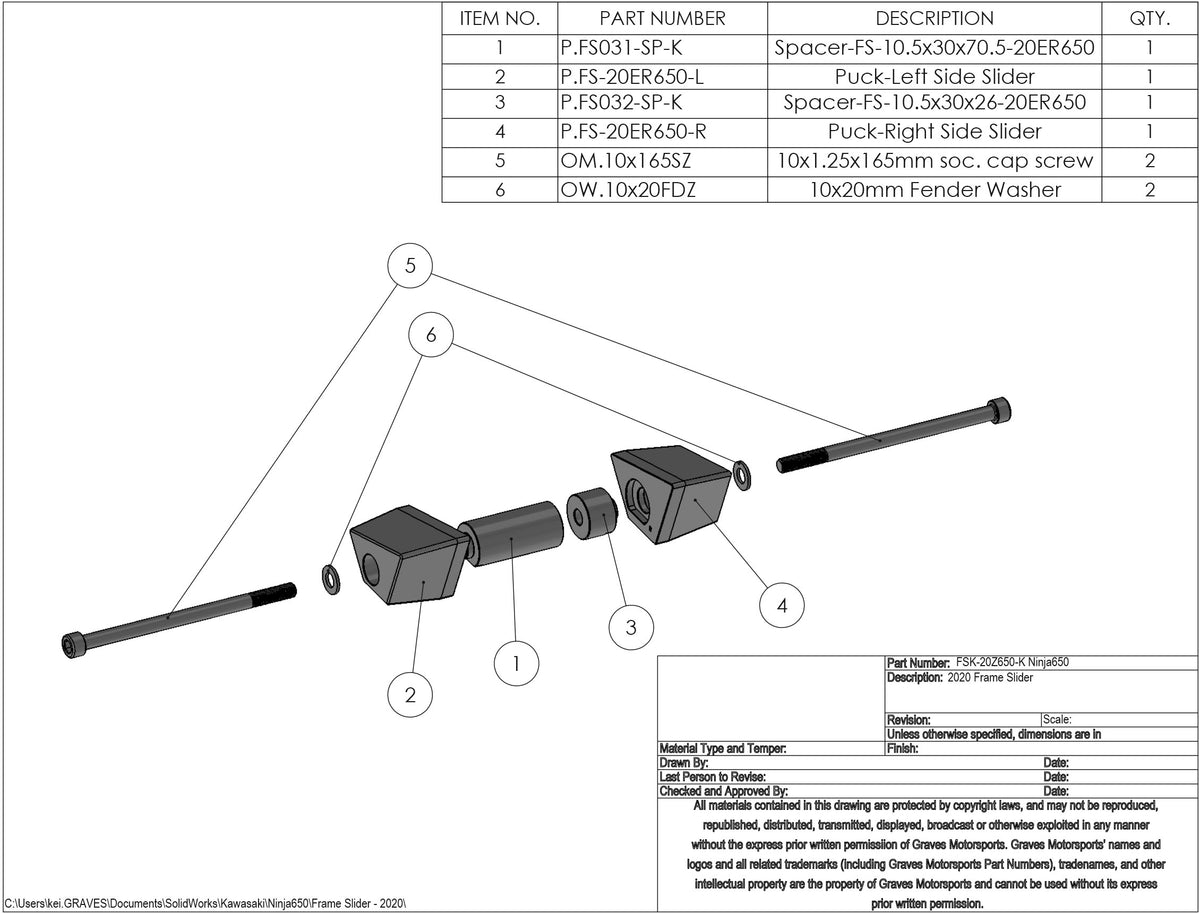 Deslizadores de chasis sin corte para Kawasaki Ninja 650 / Z650
