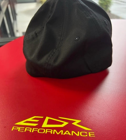 EDR, Performance, Black, Flexfit, Hat, with, Red, Solid, Logo