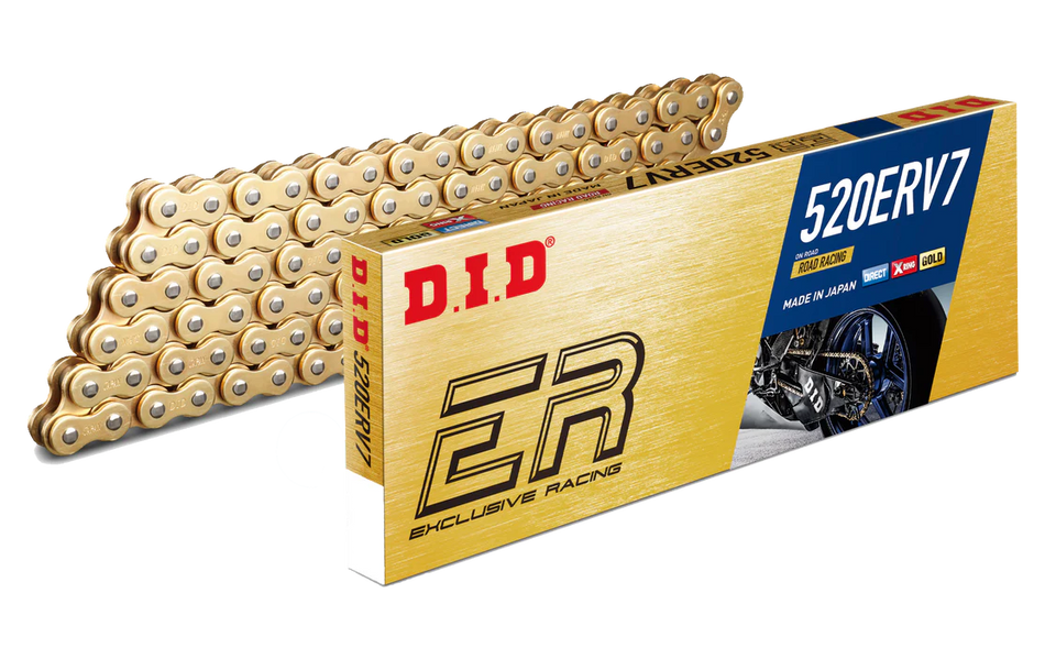 DID 520 ERV7 120-Link Chain Race Street GOLD Chain Open ERV-7