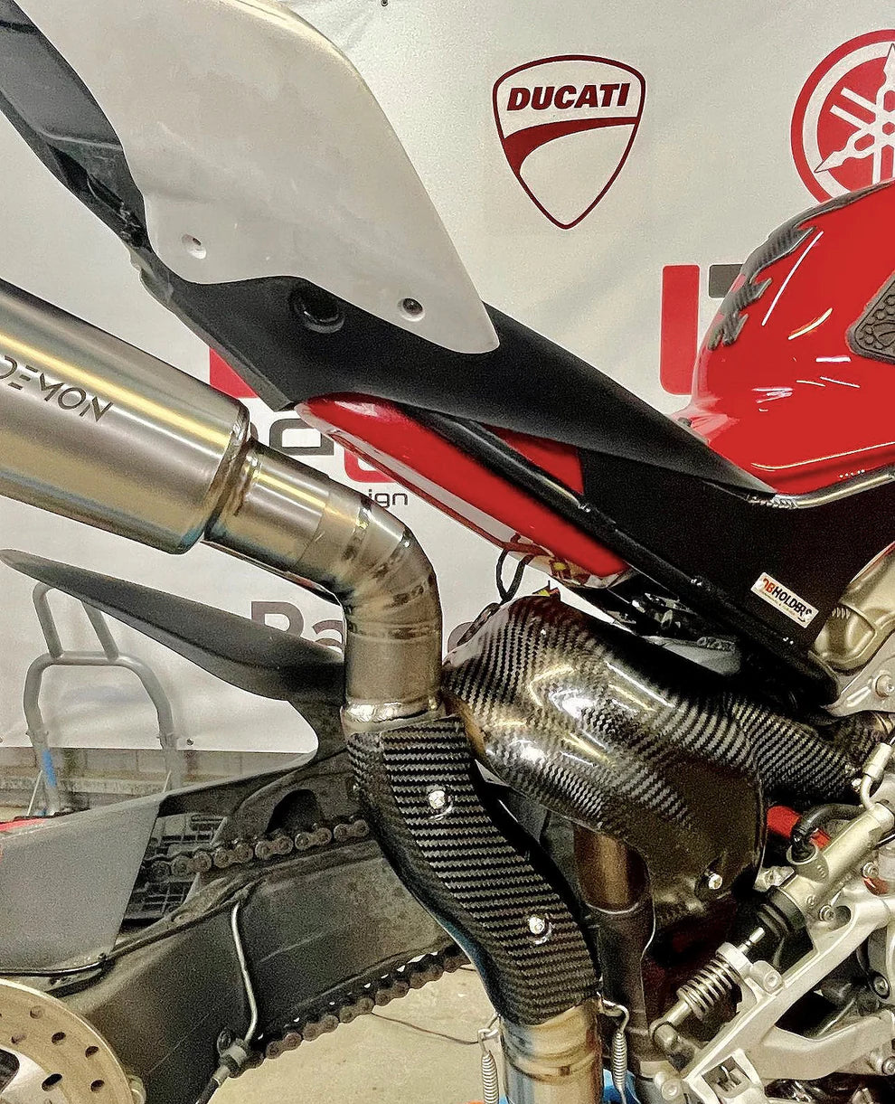 Vandemon Performance Ducati Panigale y Streetfighter V4 de titanio de montaje alto 3/4 Slip-On 2023-en adelante