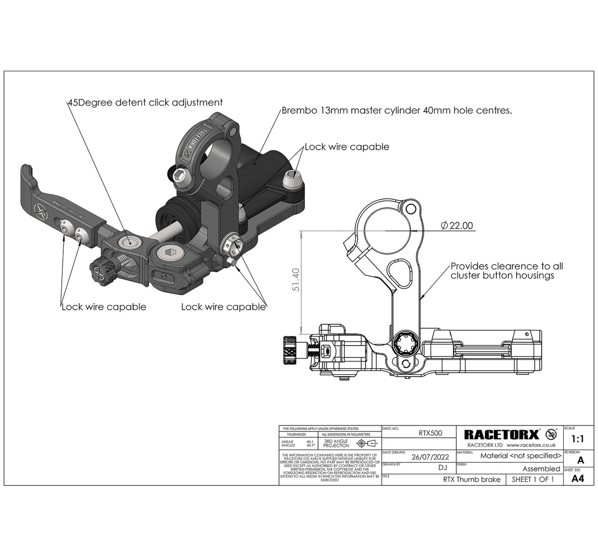 RACETORX THUMB BRAKE – Complete Kit Thumbrake  Plug n Play kit