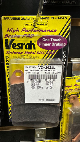 Pastilla de freno de calle para motocicleta Vesrah VD-262JL 