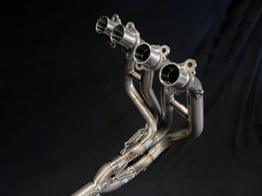 Sistema de escape de competición de titanio con montaje lateral Vandemon Performance para Kawasaki ZX-4RR