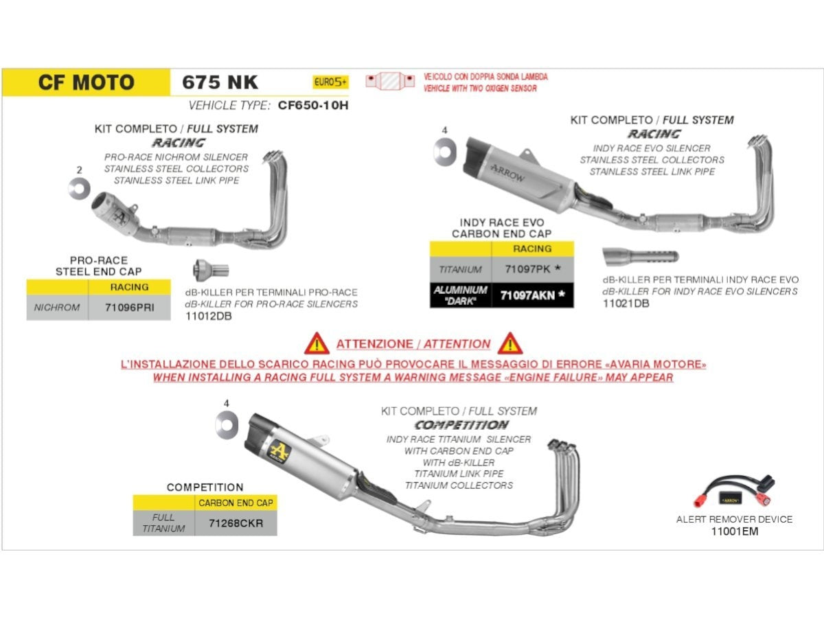ARROW COMPETITION RACING COMPLETE SYSTEM TITANIUM CF MOTO 675 NK 2025-2026