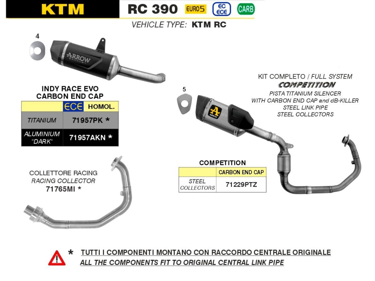 ARROW COMPLETE EXHAUST RACING COMPETITION KTM RC 390 2022-2026