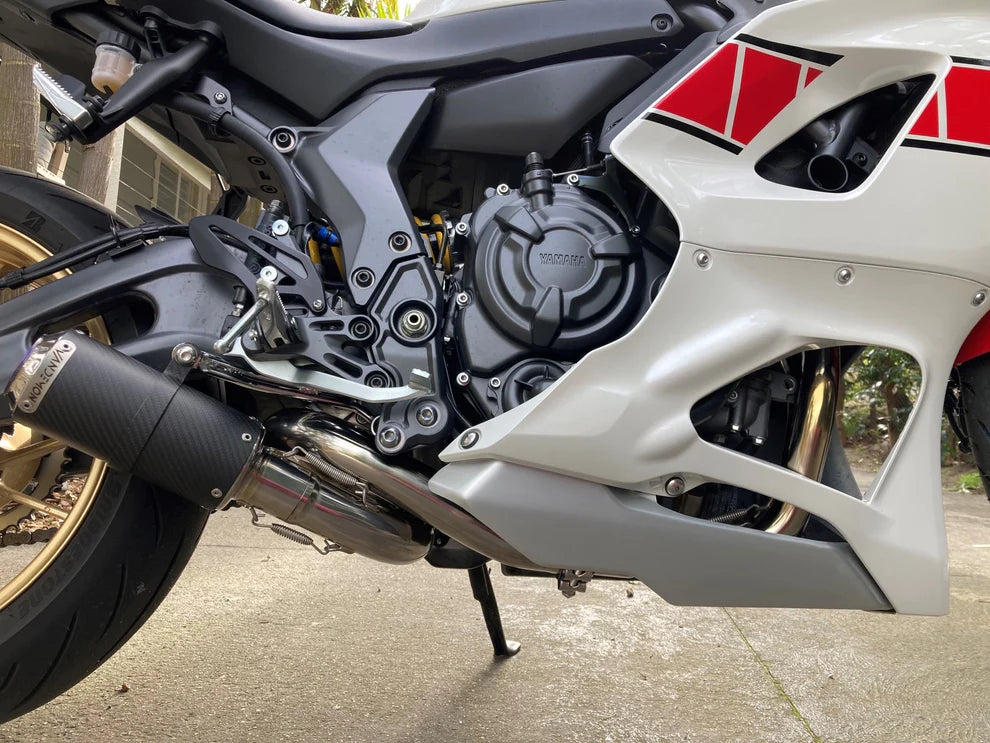 Sistema de escape de titanio Vandemon Performance para Yamaha R7, MT07, FZ07, XSR700, Tracer 700/GT y Tracer 7/GT 