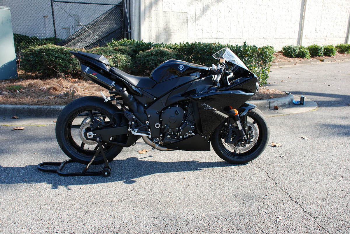 Escape de titanio con eliminador de catalizador LINK R1 de Graves Motorsports para Yamaha R1 (2009-2014) 