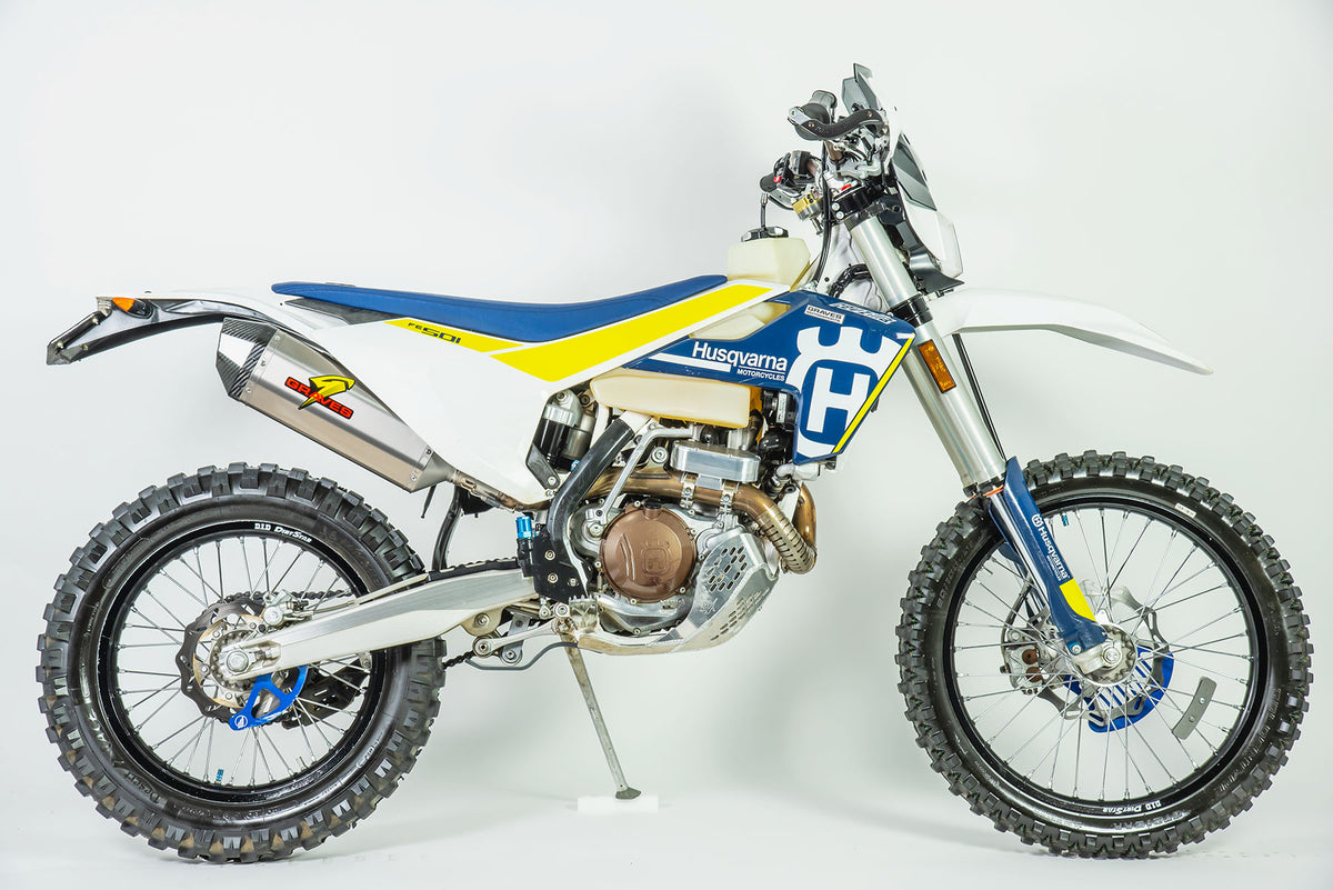 Escape deslizante octagonal de titanio para KTM Husqvarna, para doble deporte y todoterreno, con tapa de carbono