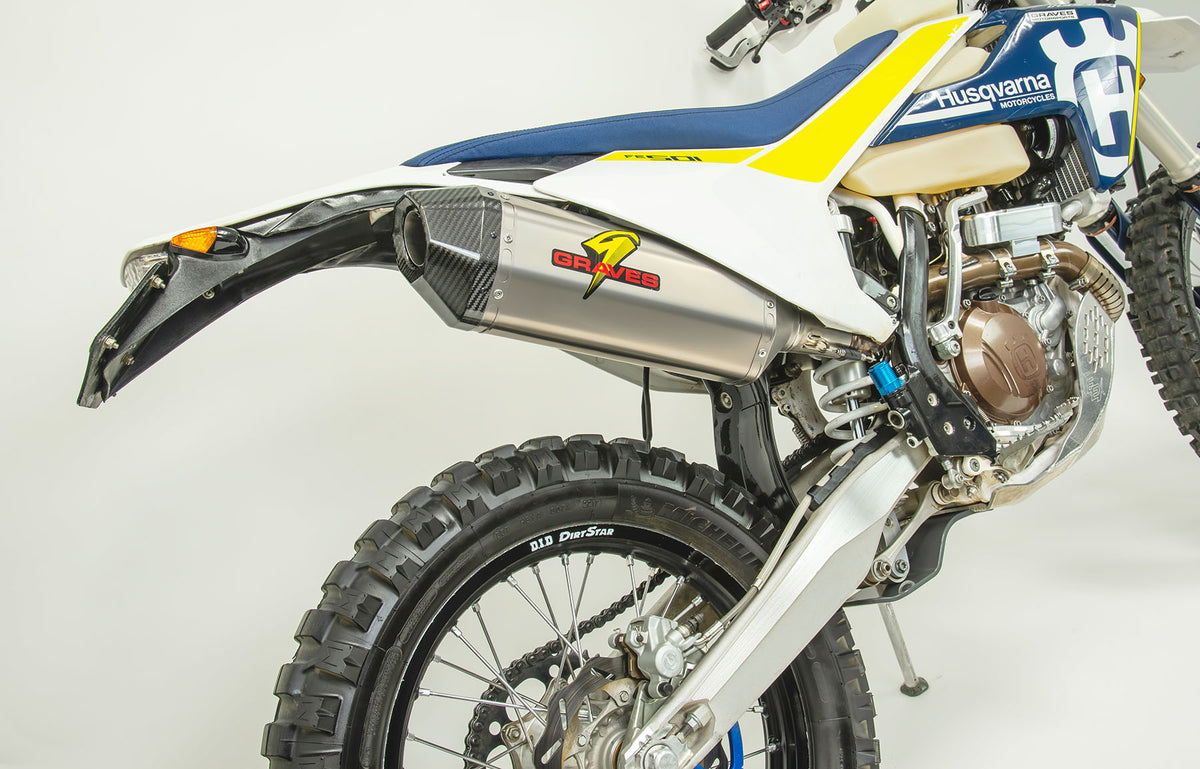 Escape deslizante octagonal de titanio para KTM Husqvarna, para doble deporte y todoterreno, con tapa de carbono