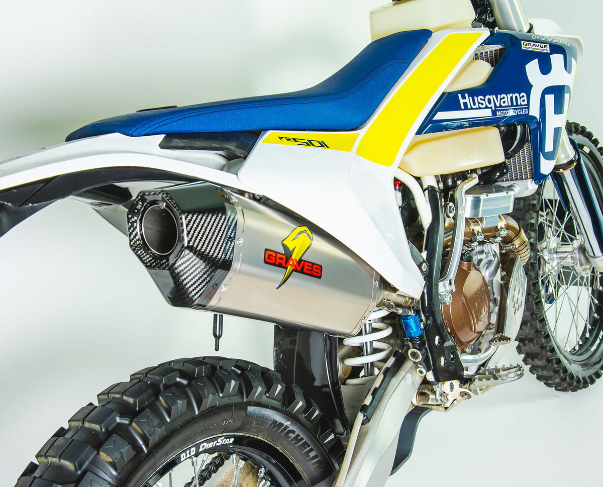 Escape deslizante octagonal de titanio para KTM Husqvarna, para doble deporte y todoterreno, con tapa de carbono