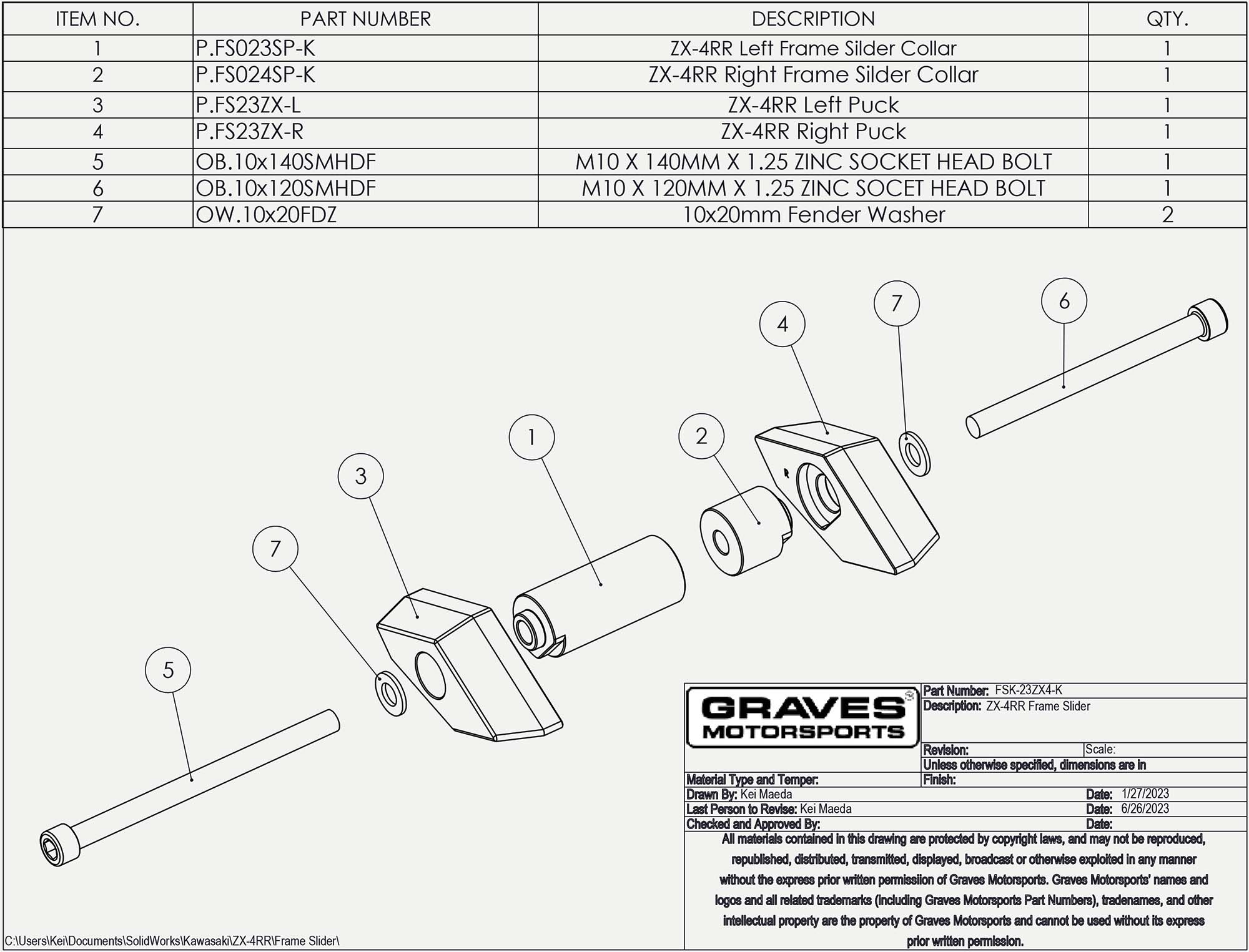 オーダーページ~order~ Kawasaki ZX-4RR Frame Slider Kit – EDR Performance