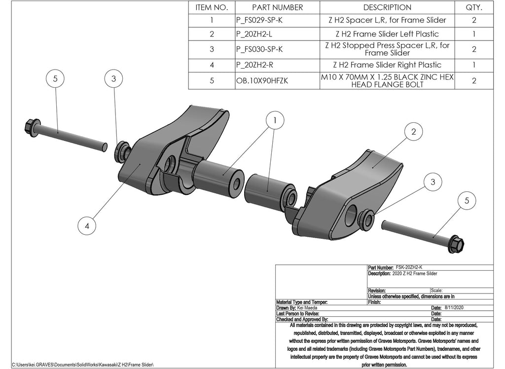 Kawasaki ZH2 Frame Slider Kit – EDR Performance