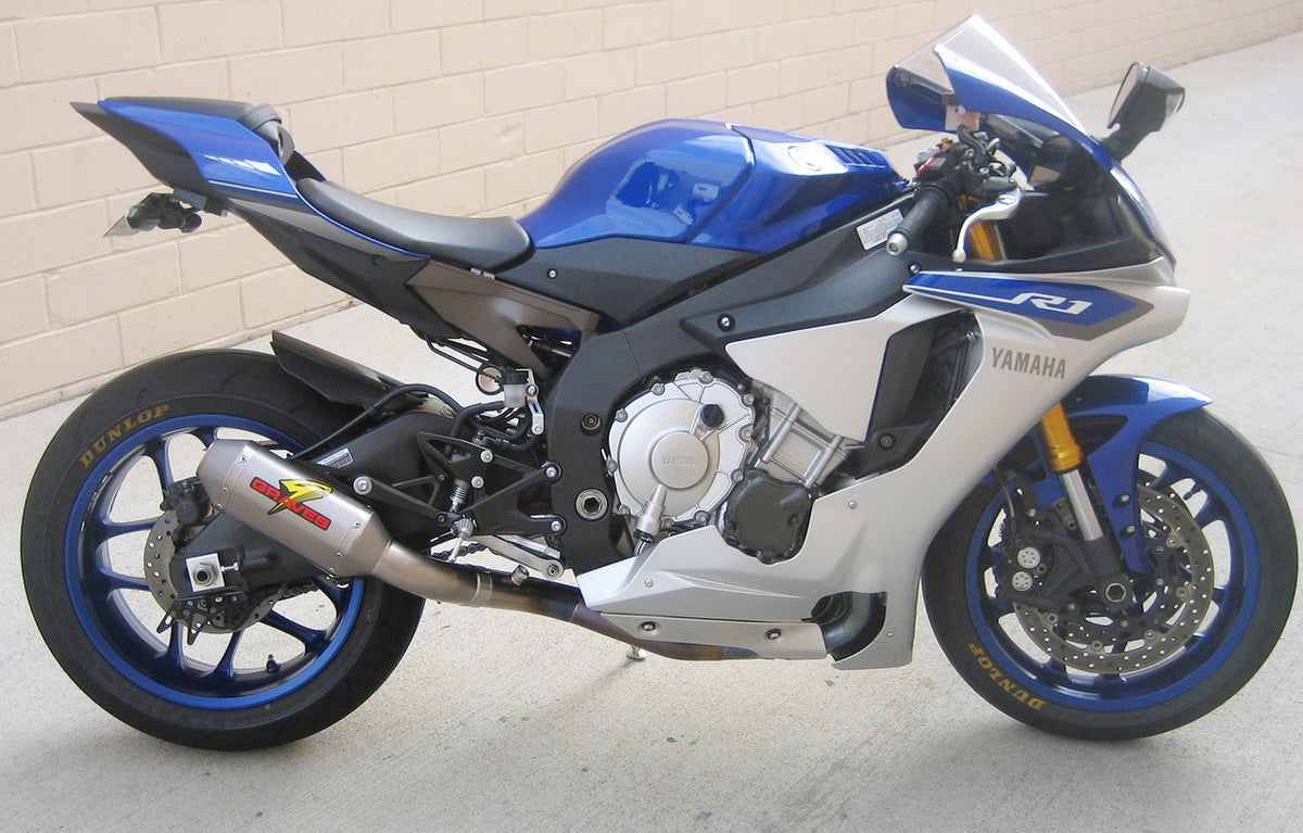 Escape de titanio con eliminador de catalizador corto para Yamaha R1 de Graves Motorsports 