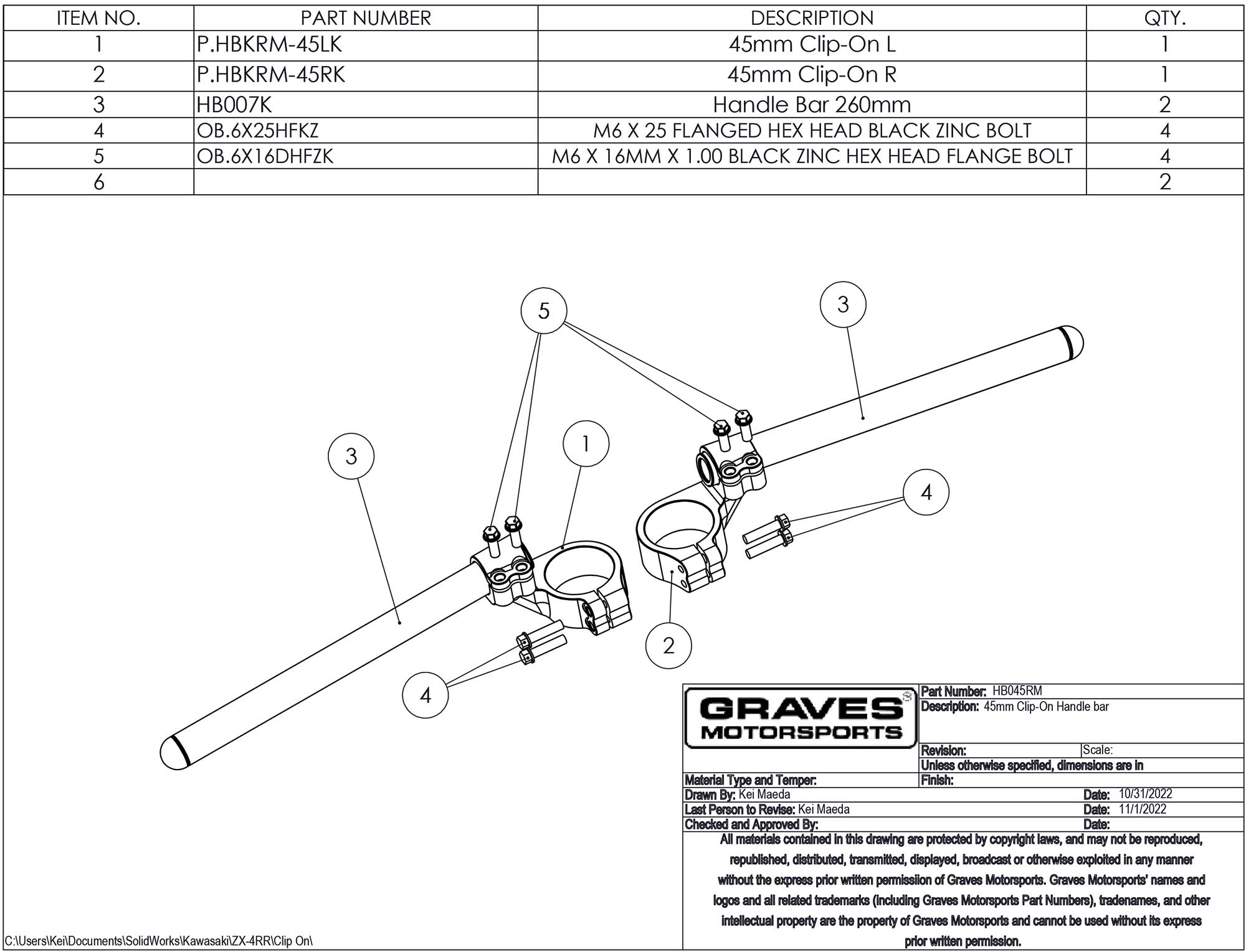 Graves Motorsports 45mm Riser Clip-on Motorcycle Handlebars – EDR