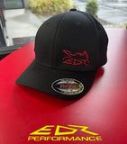 EDR, Performance, Black, Flexfit, Hat, with, Red, Solid, Logo