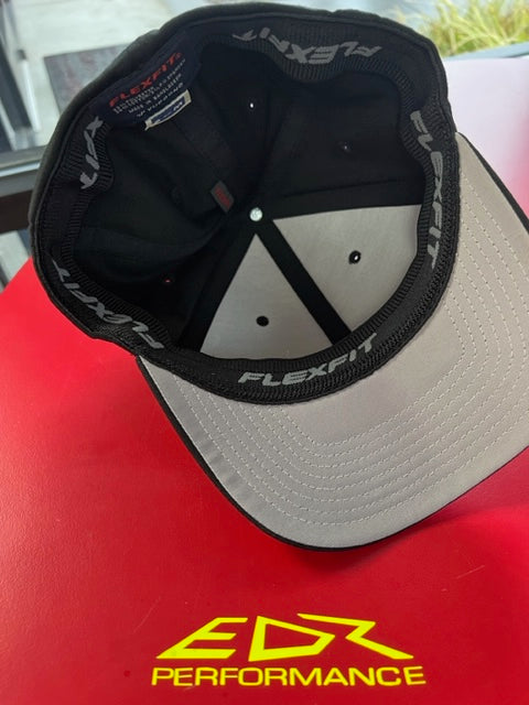 EDR, Performance, Black, Flexfit, Hat, with, Red, Solid, Logo