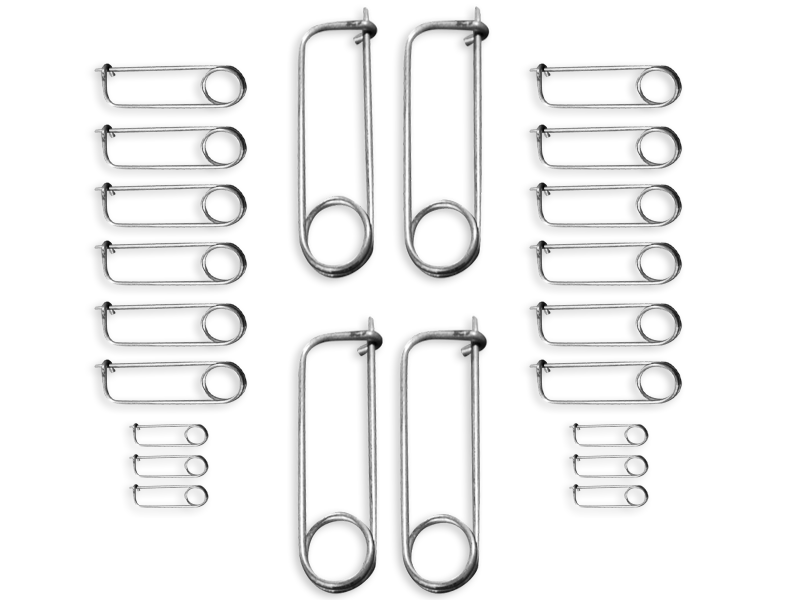 MOTO-D Spring Clip Racing Safety Pins Assorted (25/Pack)