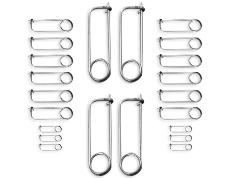 MOTO-D, Spring, Clip, Racing, Safety, Pins, Assorted, (25/Pack)