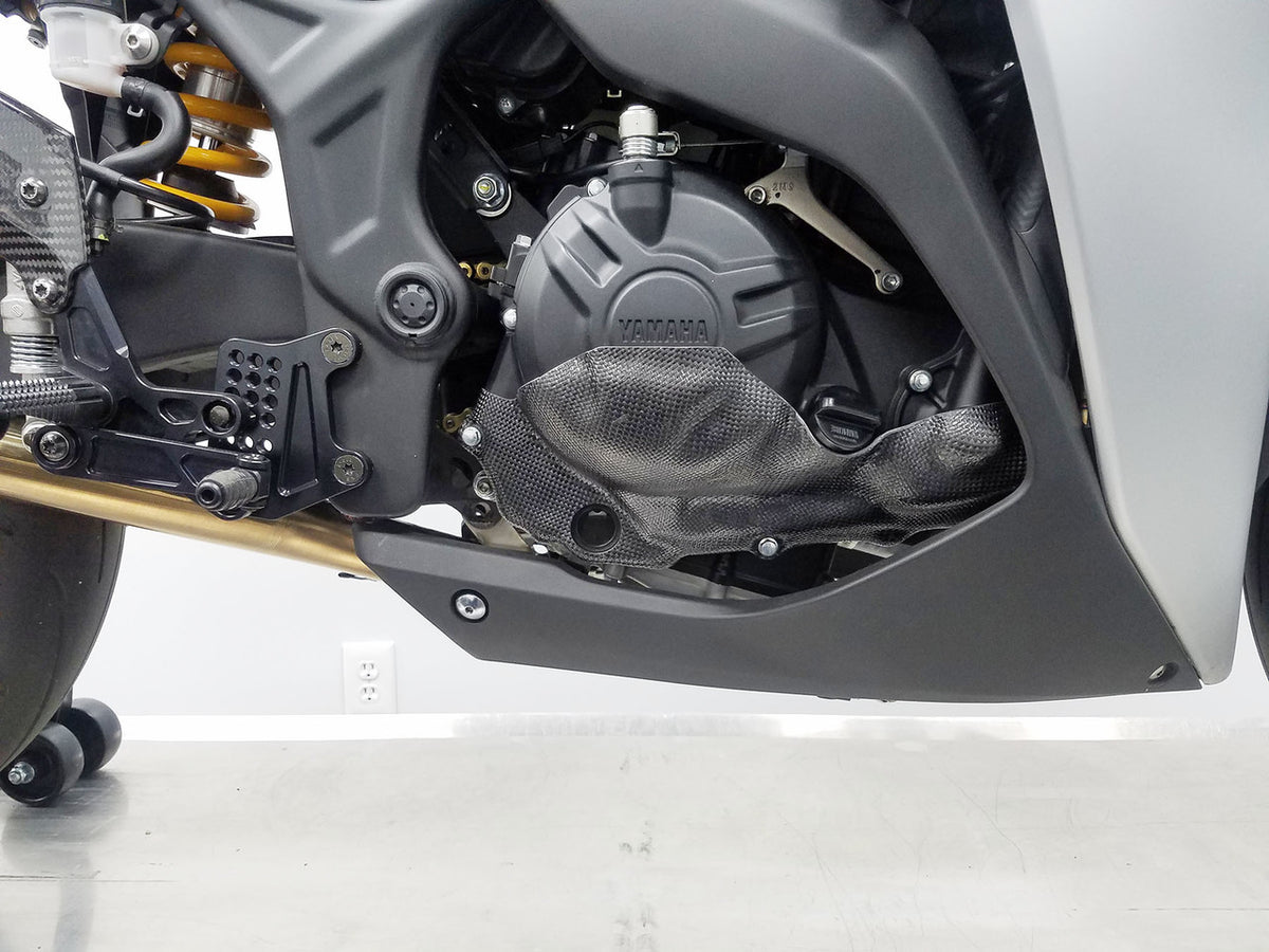 Cubierta de caja de embrague lateral derecha de carbono y kevlar para Yamaha R3, aprobada por Moto America
